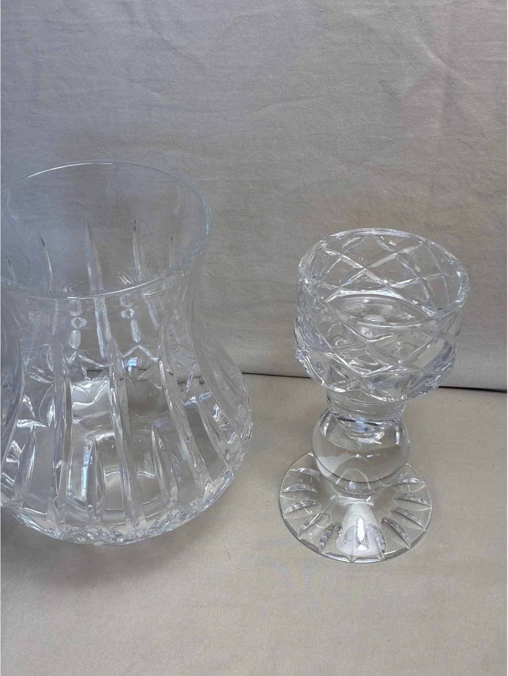 Vintage Clear lead crystal Hurricane Candle Holder